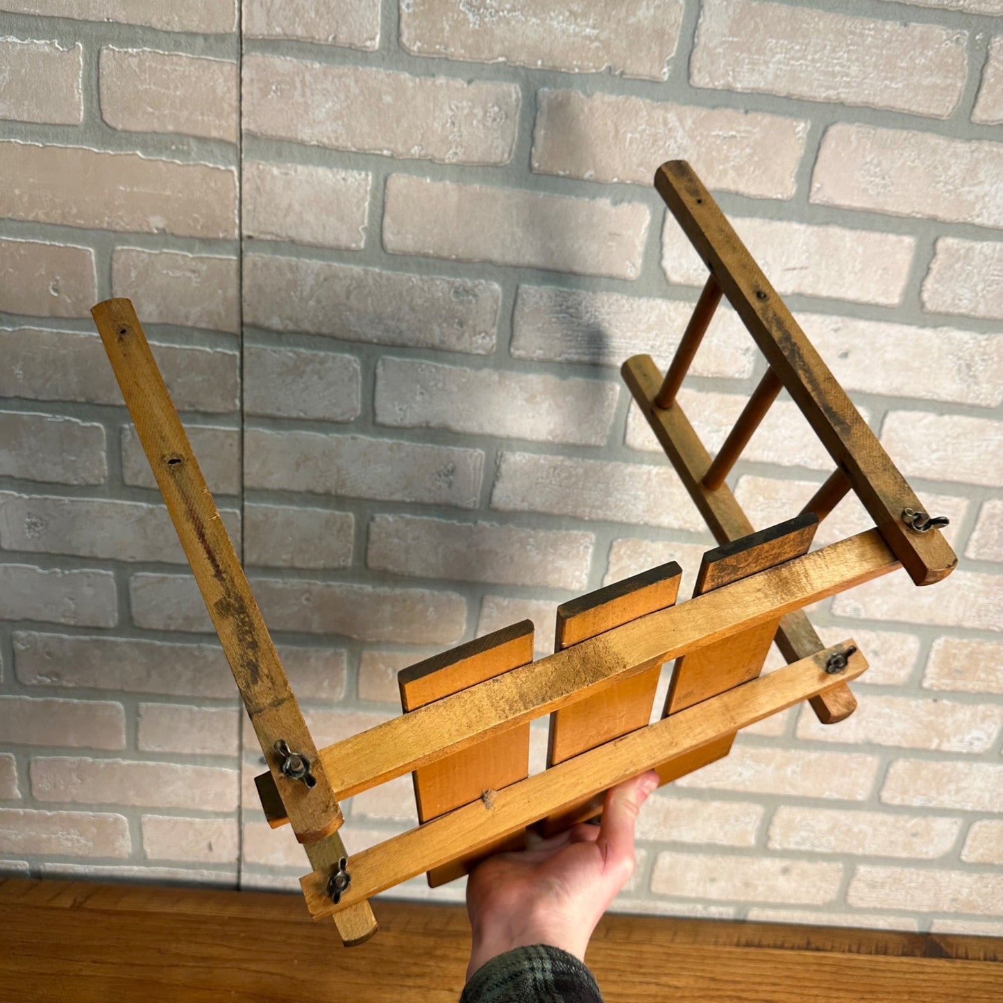 Vintage Antique Wood Child Seat Back Push Sled Chair Railing Toddler