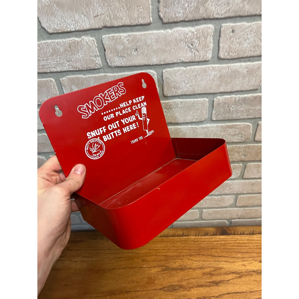 Vintage 1960s Mr. Butt Snuffer Smokers Red Hanging Ashtray Sign