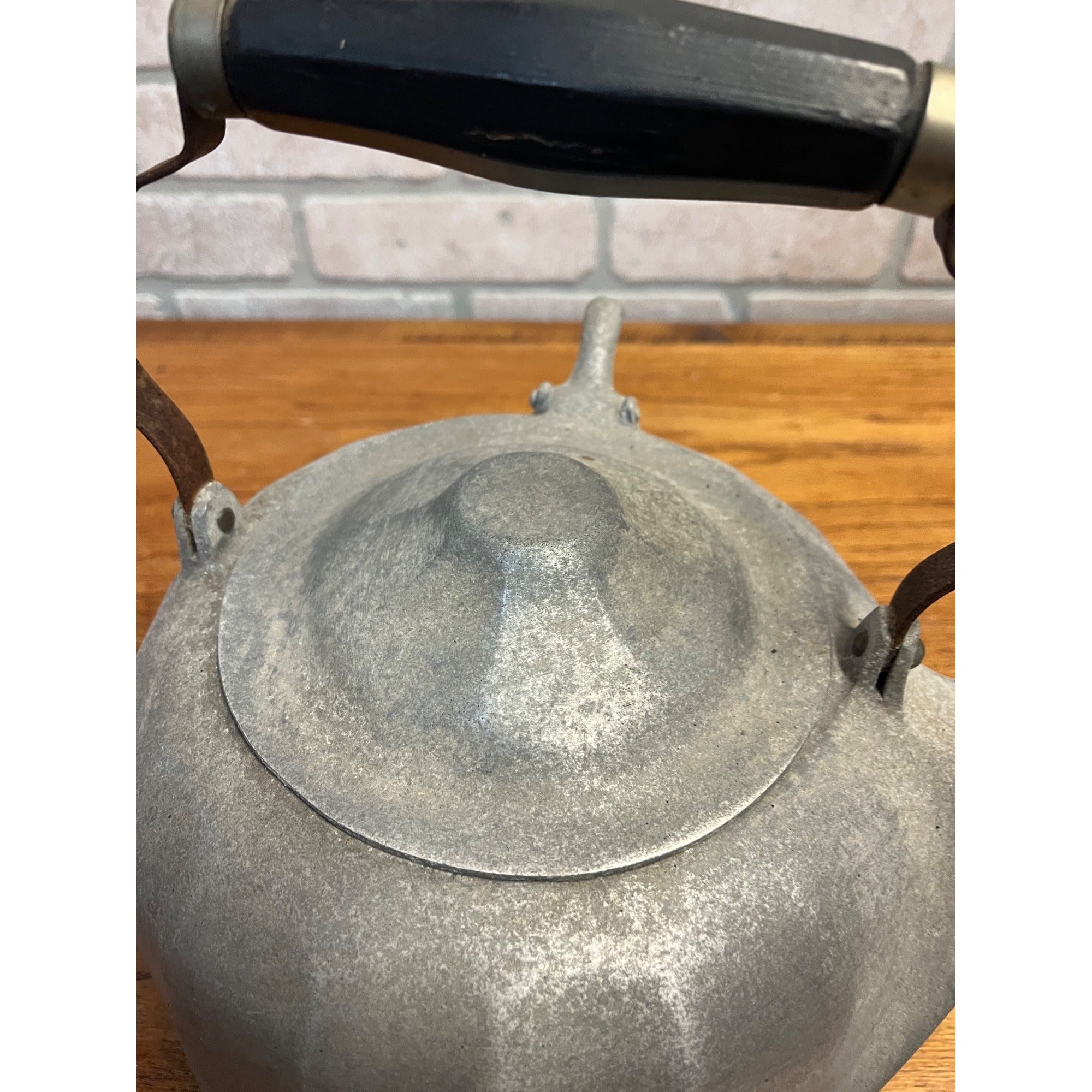 Vintage Wagner Ware Sidney O 6qt Colonial Tea Kettle Aluminum Wooden Handle