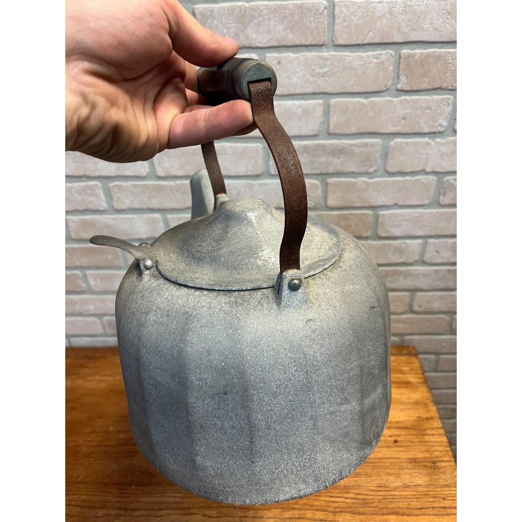 Vintage Wagner Ware Sidney O 6qt Colonial Tea Kettle Aluminum Wooden Handle