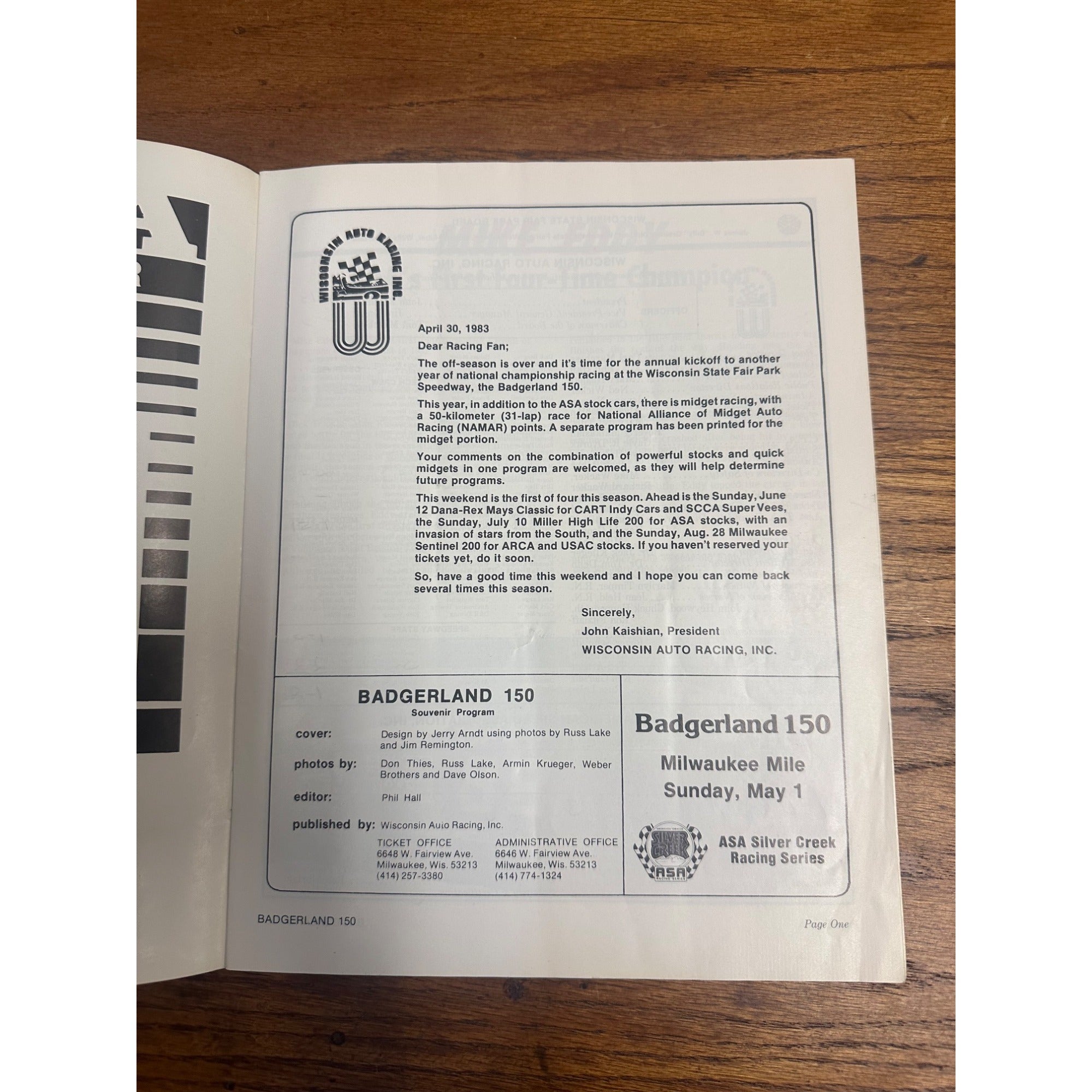 1983 Badgerland 150 Mile Stock Car Race Championship Souvenir Program Wisconsin