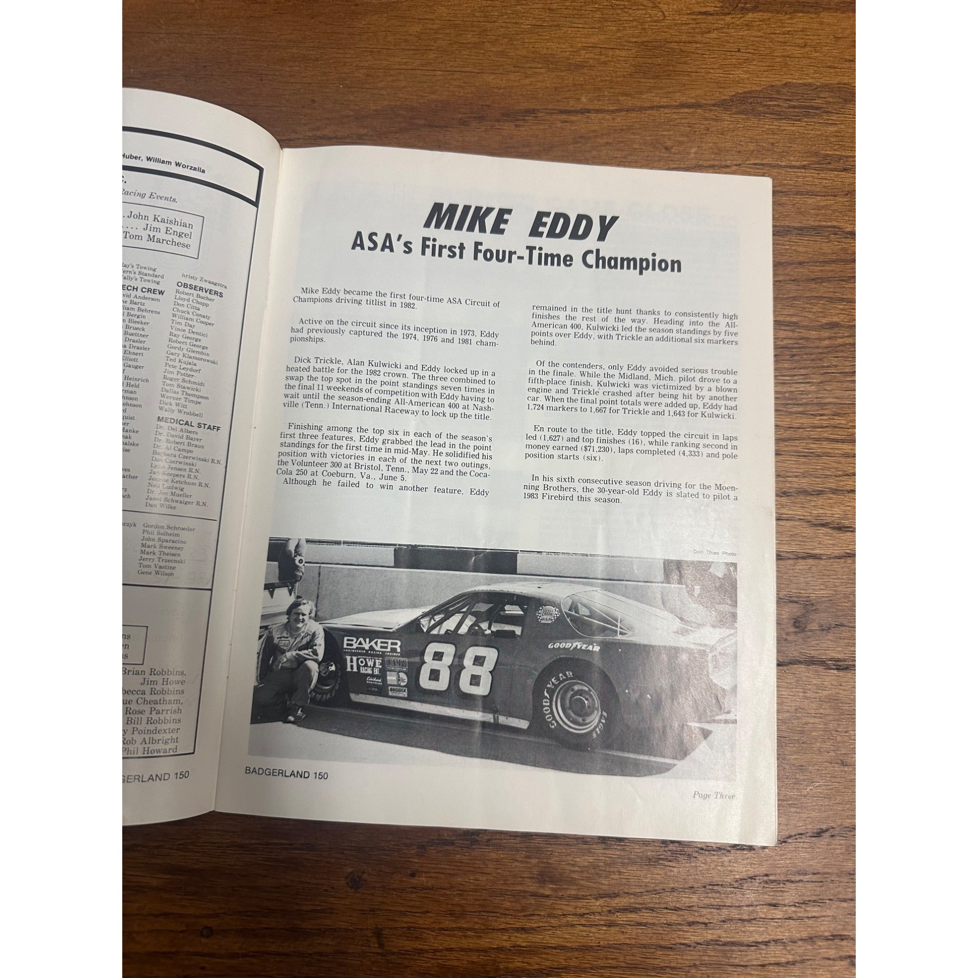 1983 Badgerland 150 Mile Stock Car Race Championship Souvenir Program Wisconsin