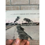 Wisconsin, WI, Pewaukee Lake, C M & St P Passenger Depot Early Postcard