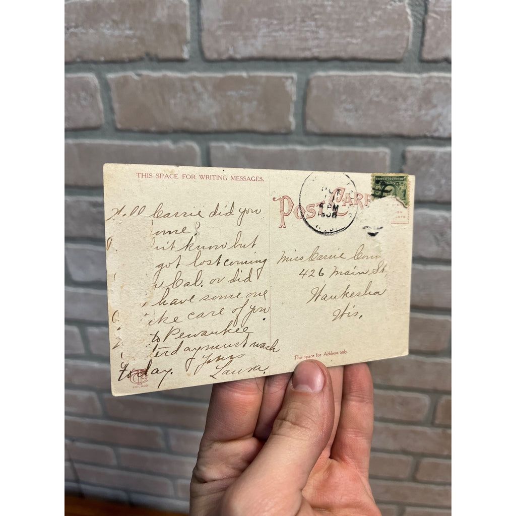 Wisconsin, WI, Pewaukee Lake, C M & St P Passenger Depot Early Postcard