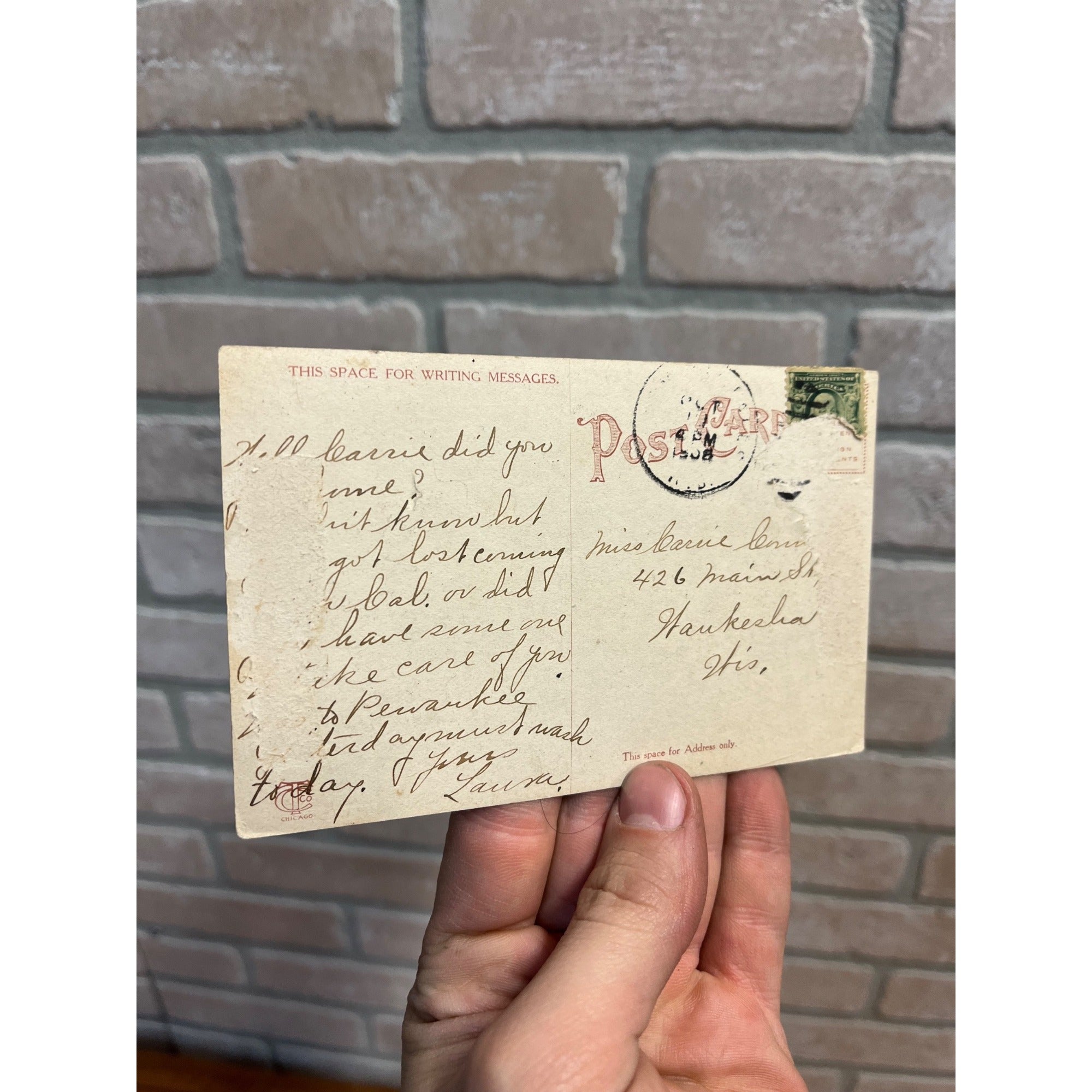 Wisconsin, WI, Pewaukee Lake, C M & St P Passenger Depot Early Postcard