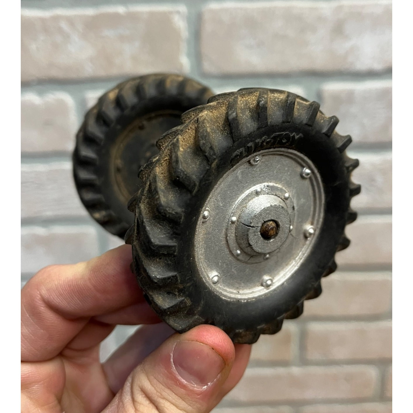 Original Vintage Silk Toys Tractor 3" Rubber Tires Wheels Parts Replacement Pair