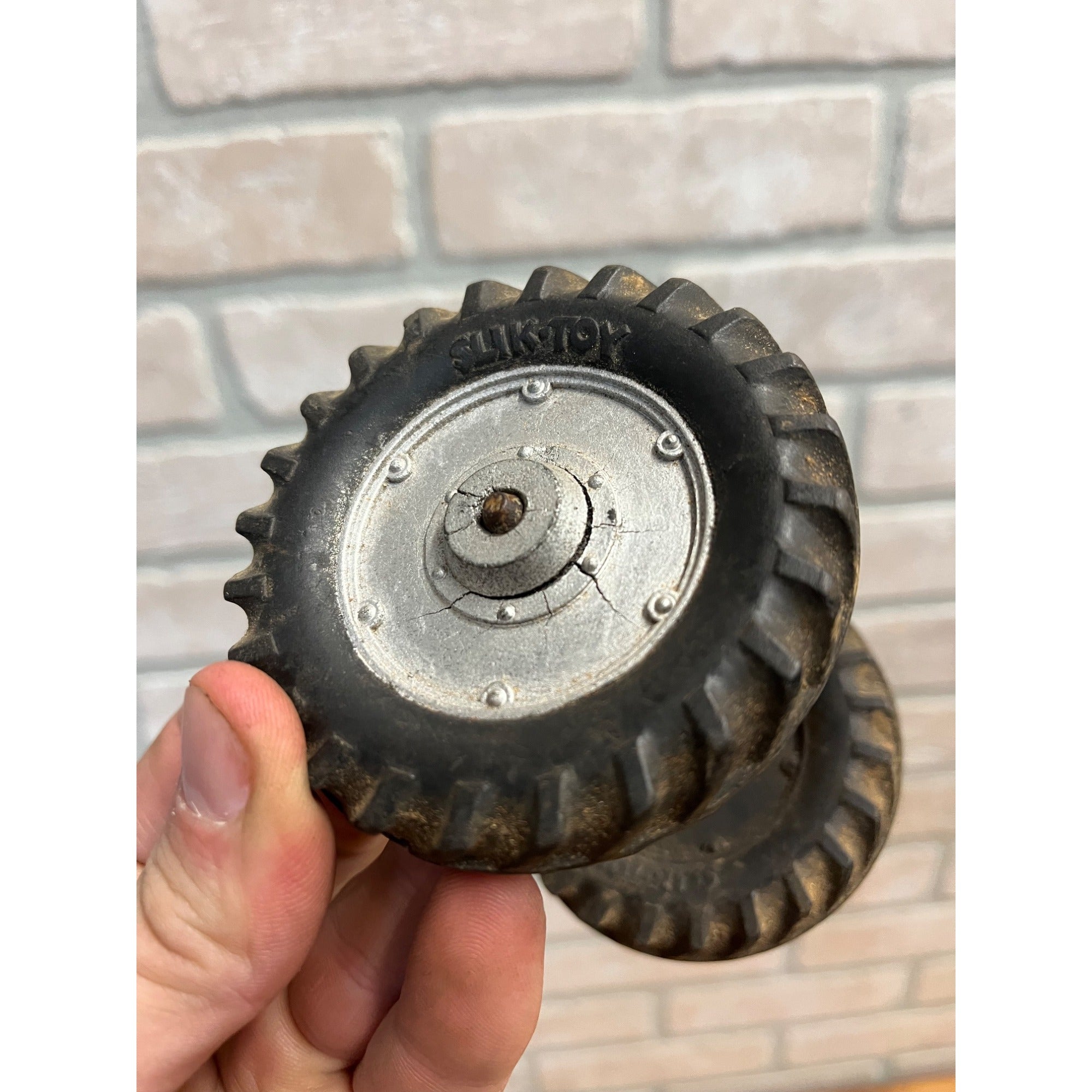 Original Vintage Silk Toys Tractor 3" Rubber Tires Wheels Parts Replacement Pair