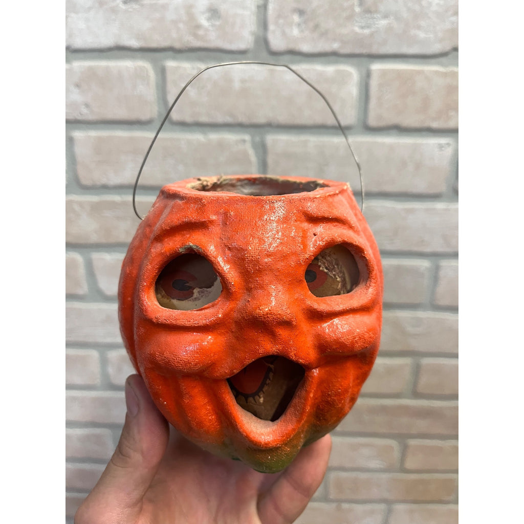 Vintage 1950s Halloween Paper Mache Jack o' Lantern JOL Choir Boy Small 4" Pulp