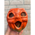 Vintage 1950s Halloween Paper Mache Jack o' Lantern JOL Choir Boy Small 4" Pulp