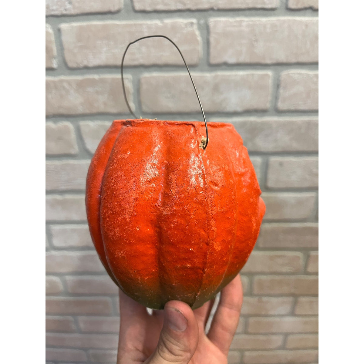 Vintage 1950s Halloween Paper Mache Jack o' Lantern JOL Choir Boy Small 4" Pulp