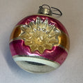 Vintage Mercury Double Indent Christmas Ornament Pink Stripe USA 2" - Shiny Brite?