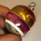Vintage Mercury Double Indent Christmas Ornament Pink Stripe USA 2" - Shiny Brite?