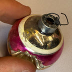 Vintage Mercury Double Indent Christmas Ornament Pink Stripe USA 2" - Shiny Brite?