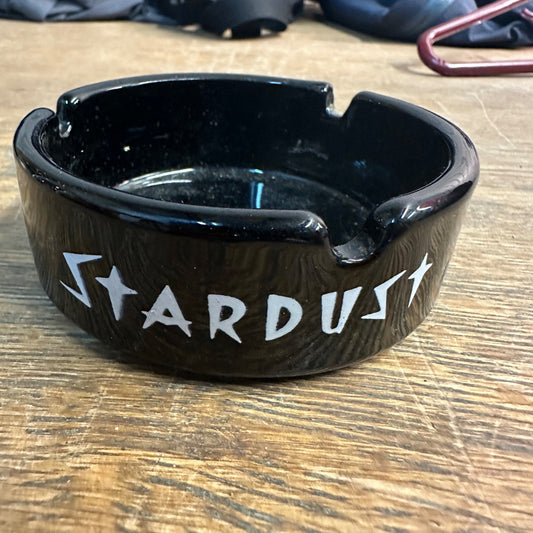 Vintage 1960s Stardust Hotel & Casino Las Vegas Black Ceramic Ashtray 3.75"