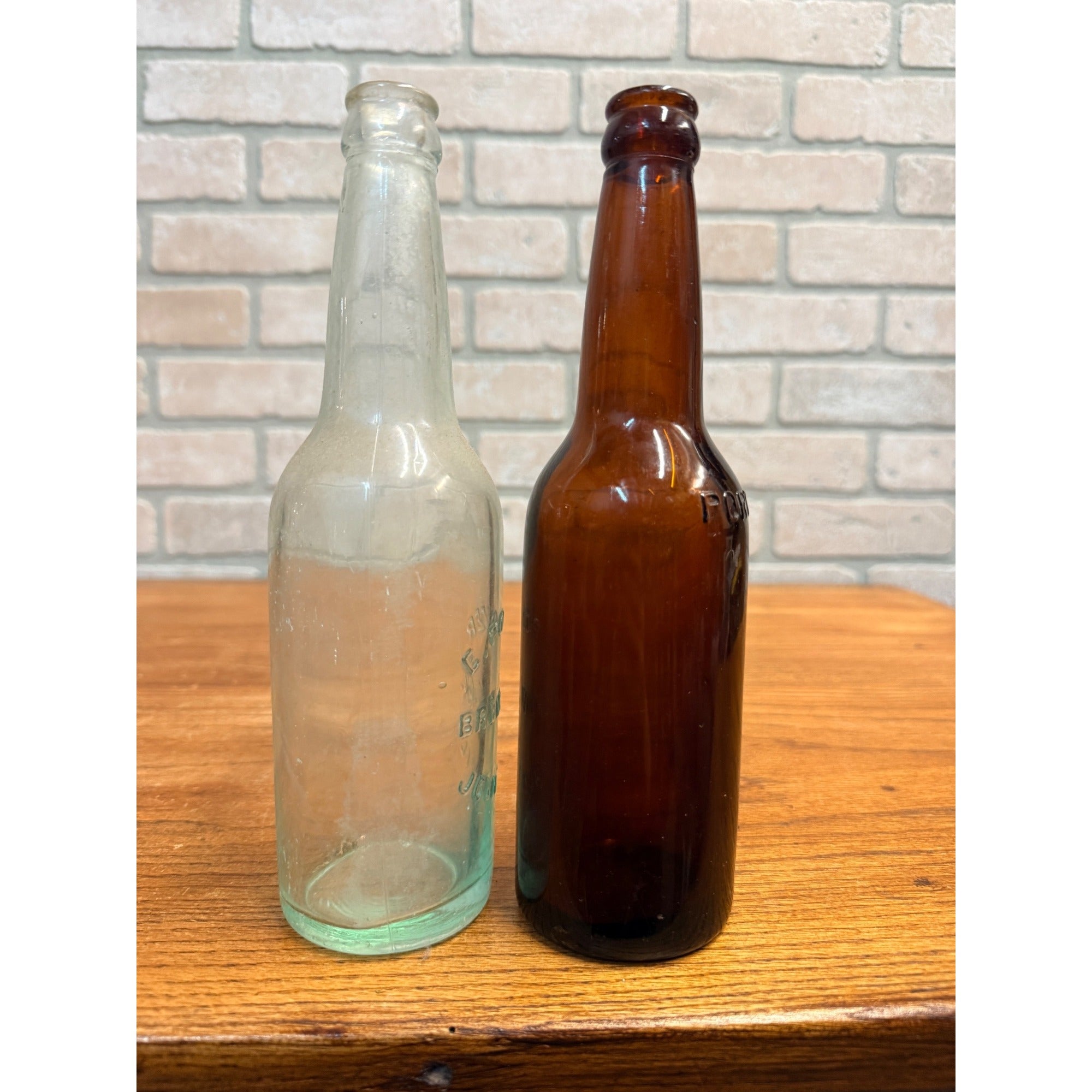 Porter's Beer Bottle Joliet, ILL. IL Crown Top Bottles Lot (2) Amber & Blue 12oz