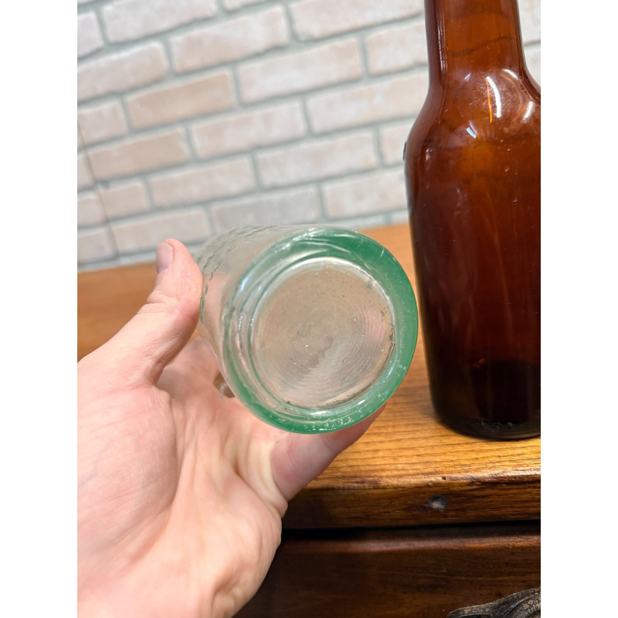 Porter's Beer Bottle Joliet, ILL. IL Crown Top Bottles Lot (2) Amber & Blue 12oz