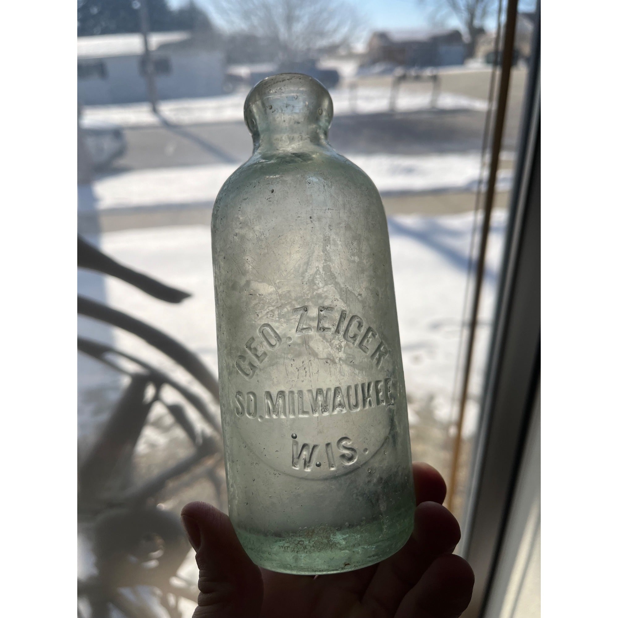 Geo. Zieger South Milwaukee Wisconsin Soda Bottle Blob Top Hutchinson Hutch WI