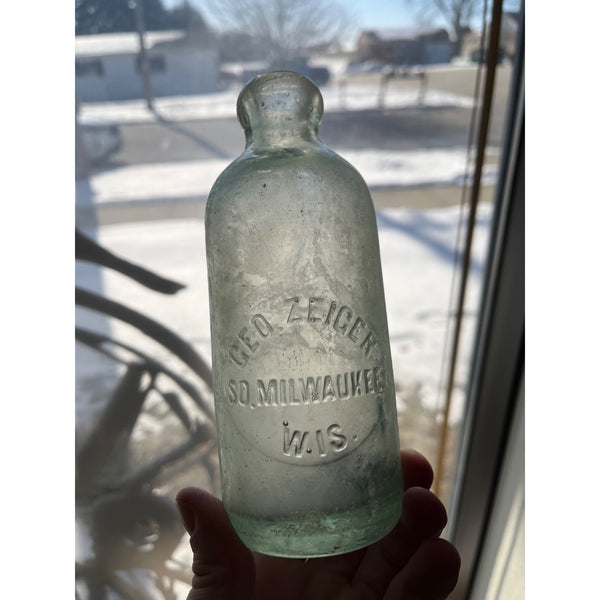 Geo. Zieger South Milwaukee Wisconsin Soda Bottle Blob Top Hutchinson Hutch WI