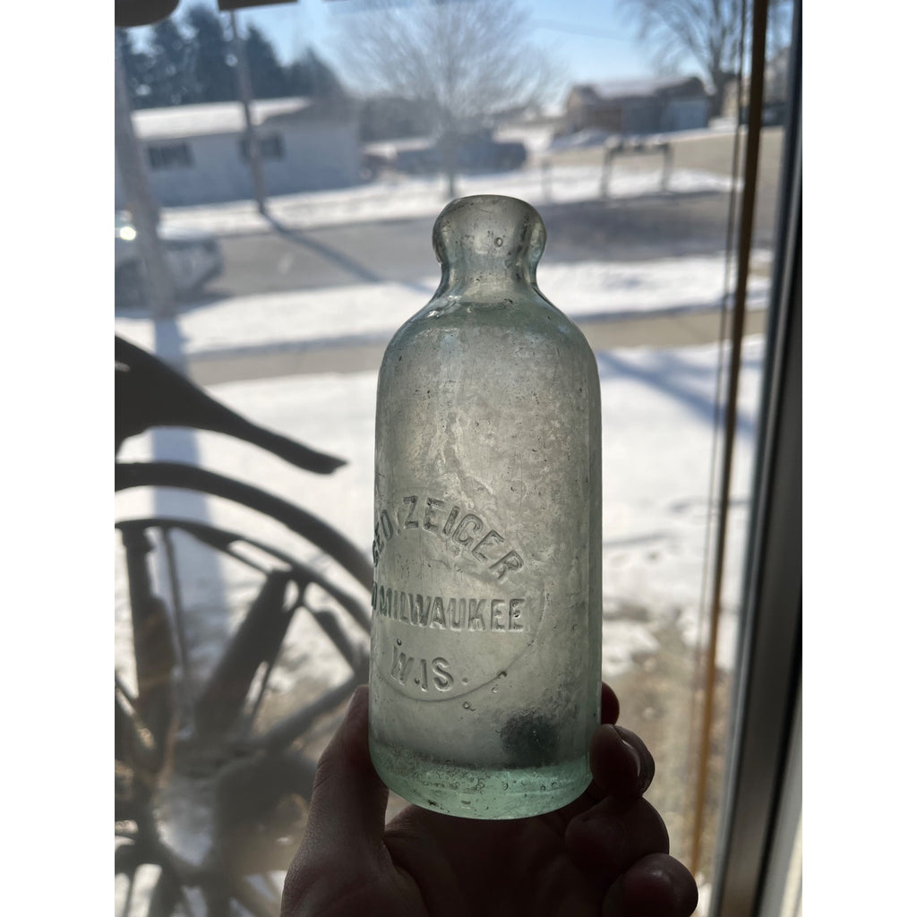 Geo. Zieger South Milwaukee Wisconsin Soda Bottle Blob Top Hutchinson Hutch WI