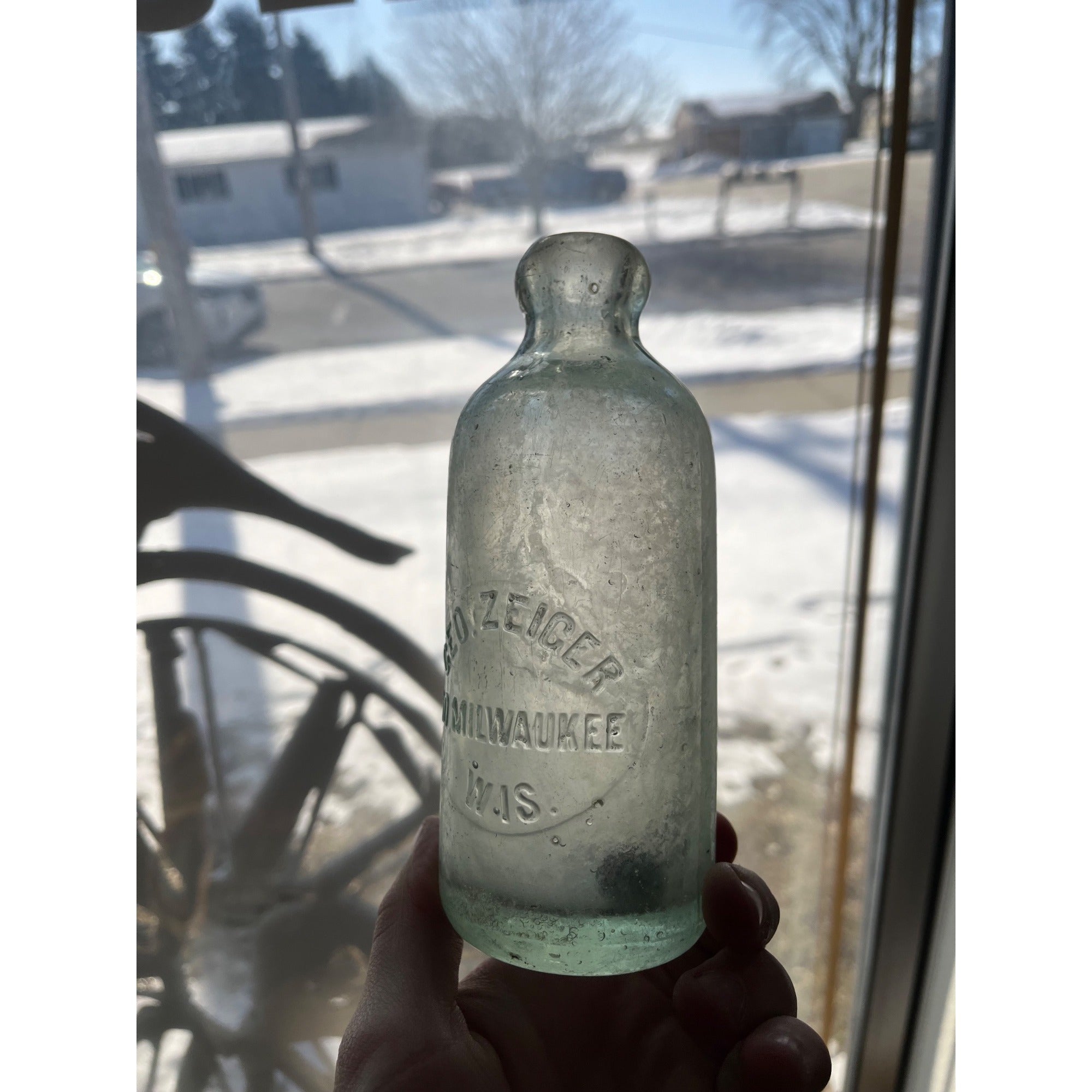Geo. Zieger South Milwaukee Wisconsin Soda Bottle Blob Top Hutchinson Hutch WI