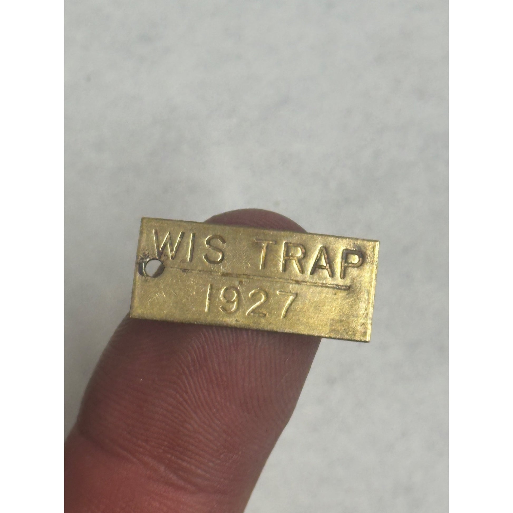 Vintage 1927 Wisconsin Trap Tag Trapping Hunting License