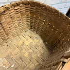 Antique Primitive Gathering Basket w/ Handle Early Woven Splint