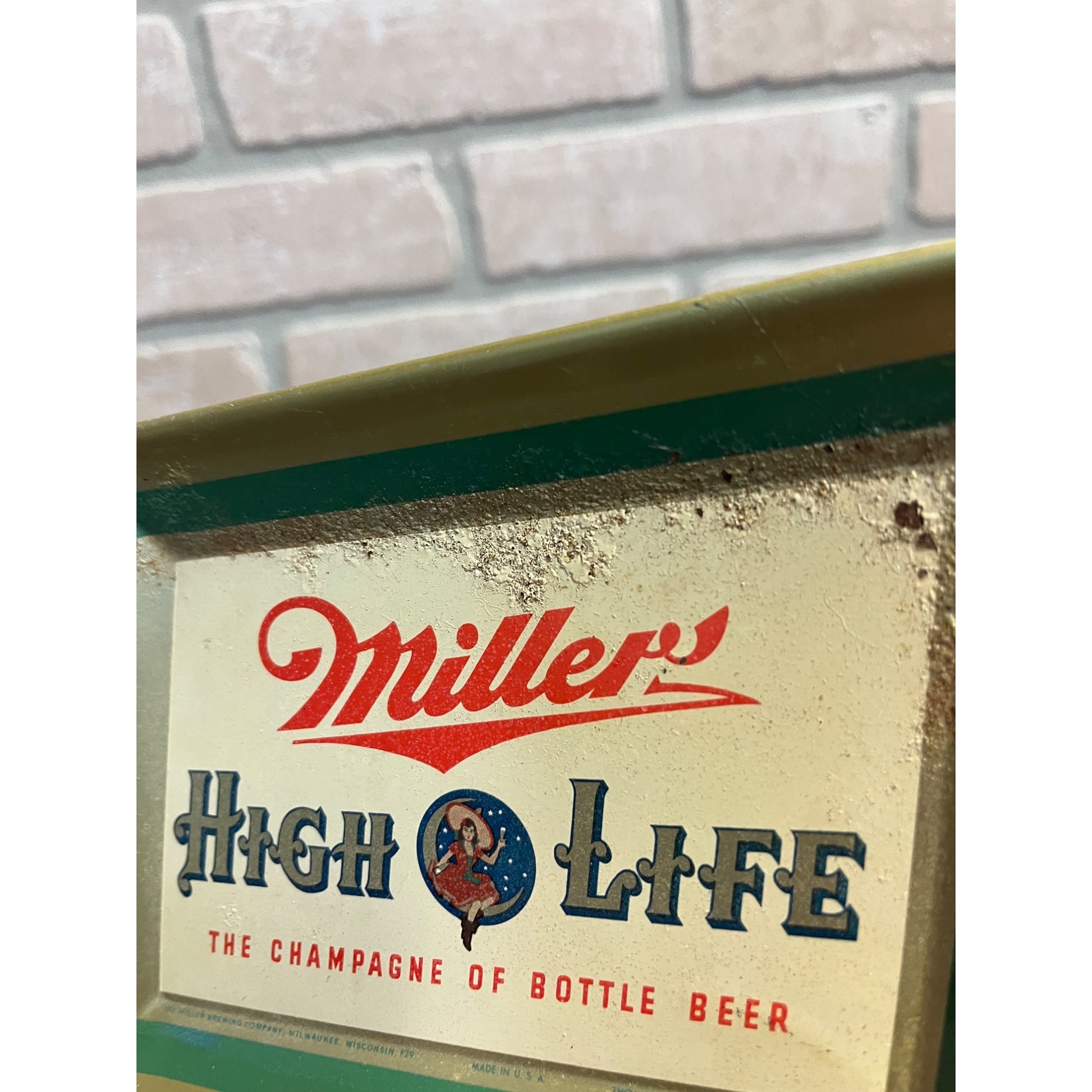 Vintage 1950s Miller High Life Beer Tin Tip Cash Check Tray Advertising Bar