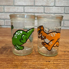 Welch's Jelly Jars Tyrannosaurus Brontosaurus Dinosaur Glasses Vintage 1988 lot
