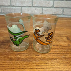 Welch's Jelly Jars Tyrannosaurus Brontosaurus Dinosaur Glasses Vintage 1988 lot