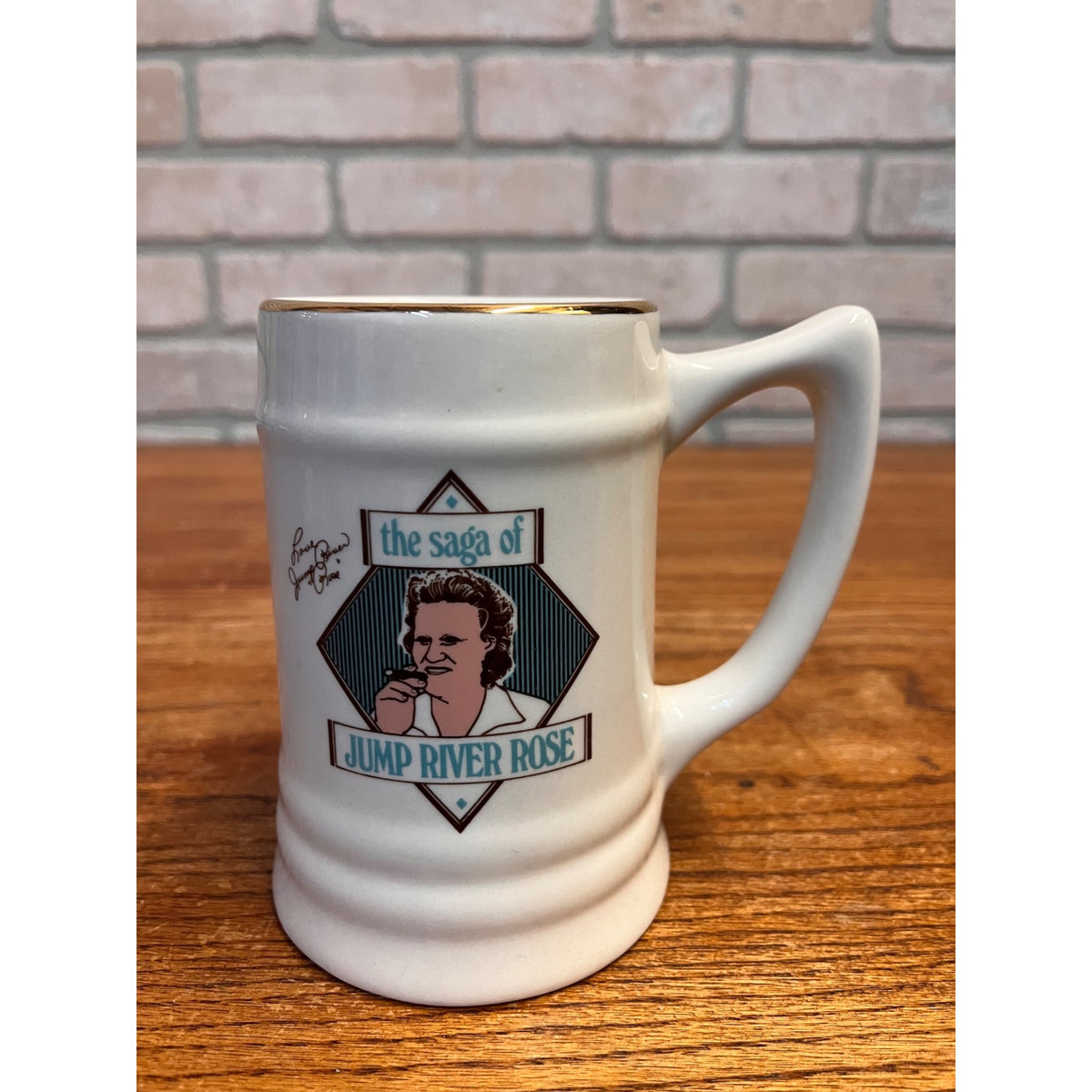 Vintage 1985 The Saga of Jump River Rose Ceramic Beer Stein Mug Hibernia Brewing