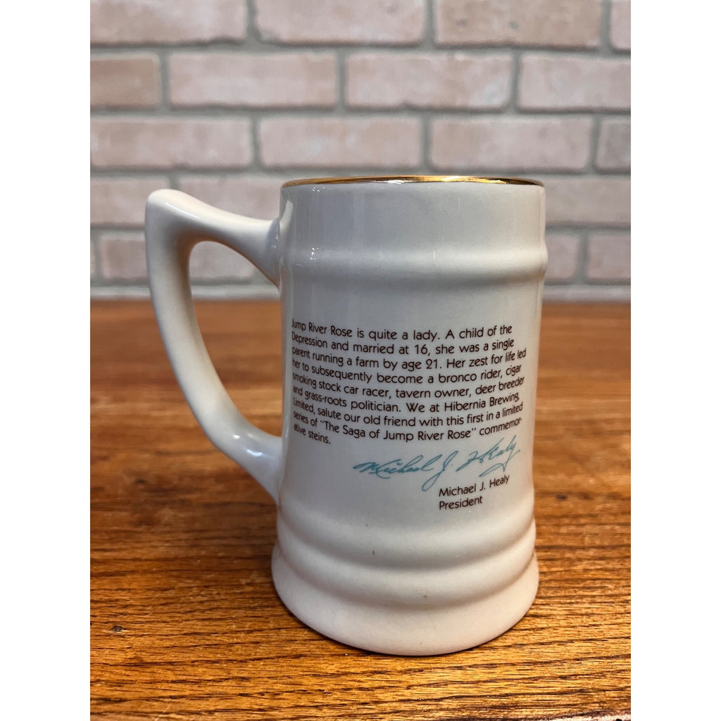 Vintage 1985 The Saga of Jump River Rose Ceramic Beer Stein Mug Hibernia Brewing