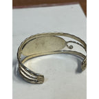 Vintage Mexico Alpaca Silver Abalone Shell Inlay Floral Cuff Bracelet