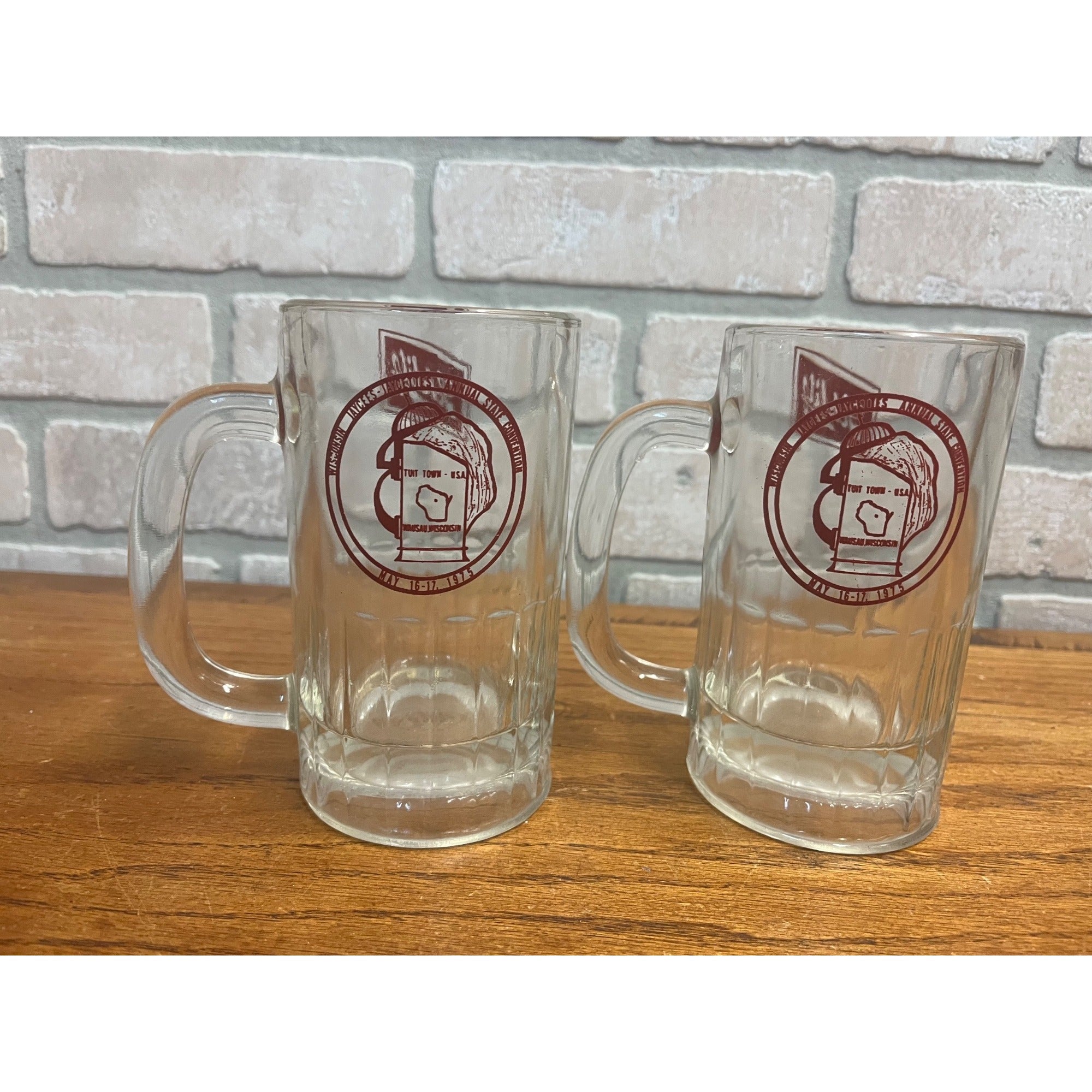 Vintage 1970s Schlitz Wausau Wis  Jaycees Pair Beer Heavy Mugs
