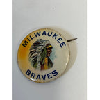 Vintage Milwaukee Braves Early Logo Pinback Button Pin MLB Baseball Indian Chief