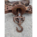 Antique Leader Cast Iron Farm Hay Trolley Barn Equipment w/ Center Drop Pulley