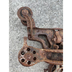 Antique Leader Cast Iron Farm Hay Trolley Barn Equipment w/ Center Drop Pulley