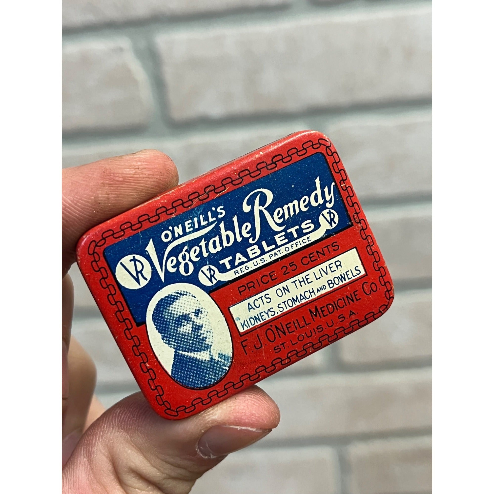 Vintage O'Neill's Vegetable Remedy Tablets EJ O'Neill Medicine Tin 1919