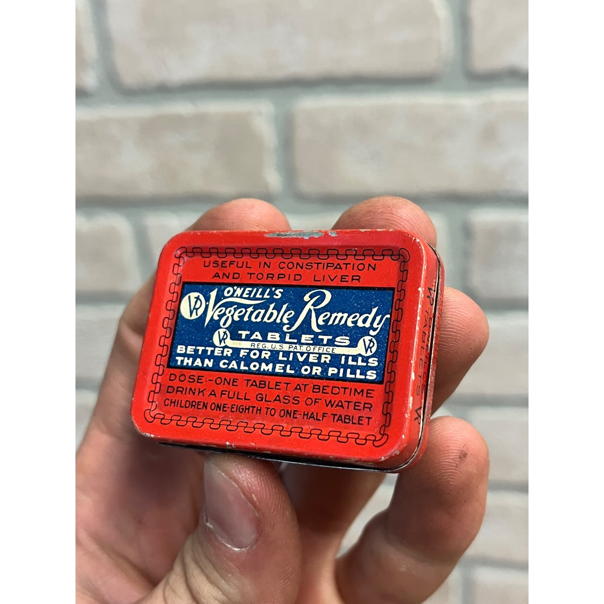 Vintage O'Neill's Vegetable Remedy Tablets EJ O'Neill Medicine Tin 1919