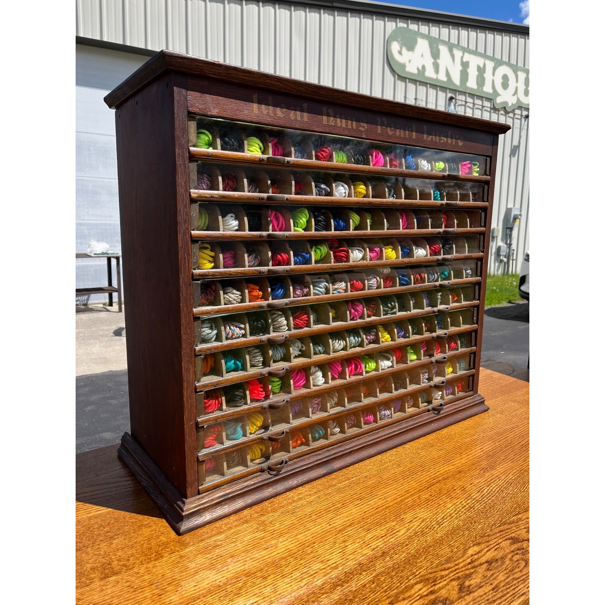 Original Antique 1900s Nun's Spool Thread Advertising General Store Cabinet Display