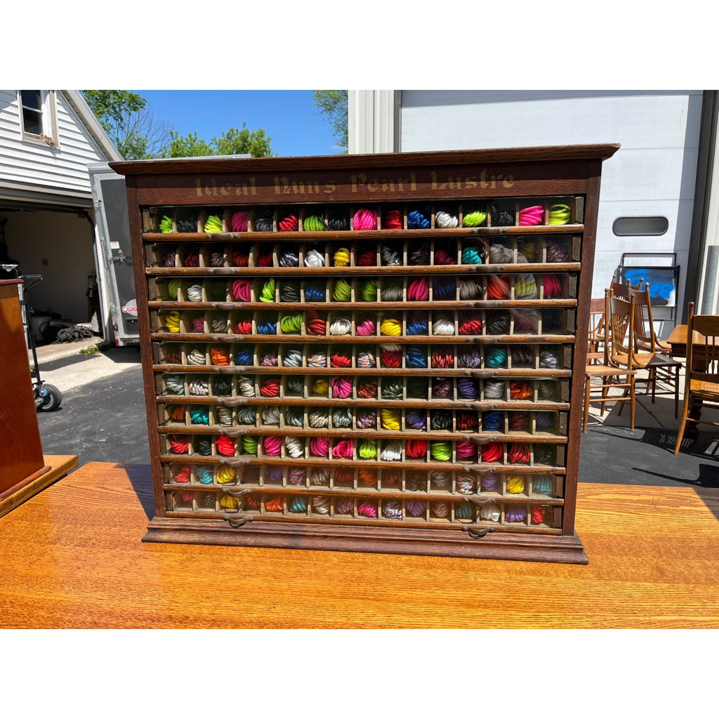 Original Antique 1900s Nun's Spool Thread Advertising General Store Cabinet Display