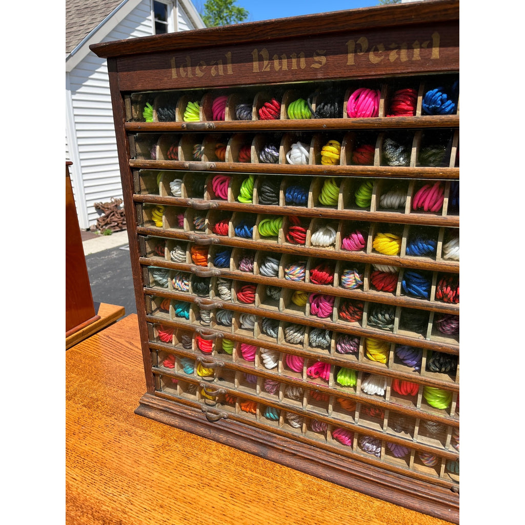 Original Antique 1900s Nun's Spool Thread Advertising General Store Cabinet Display