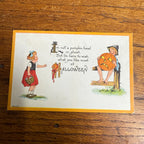 Vintage Halloween Postcard Bergman 1623 JOL Girl Boy on Fence