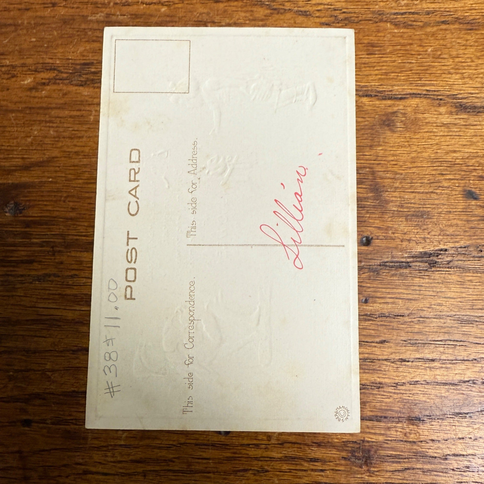 Vintage Halloween Postcard Bergman 1623 JOL Girl Boy on Fence