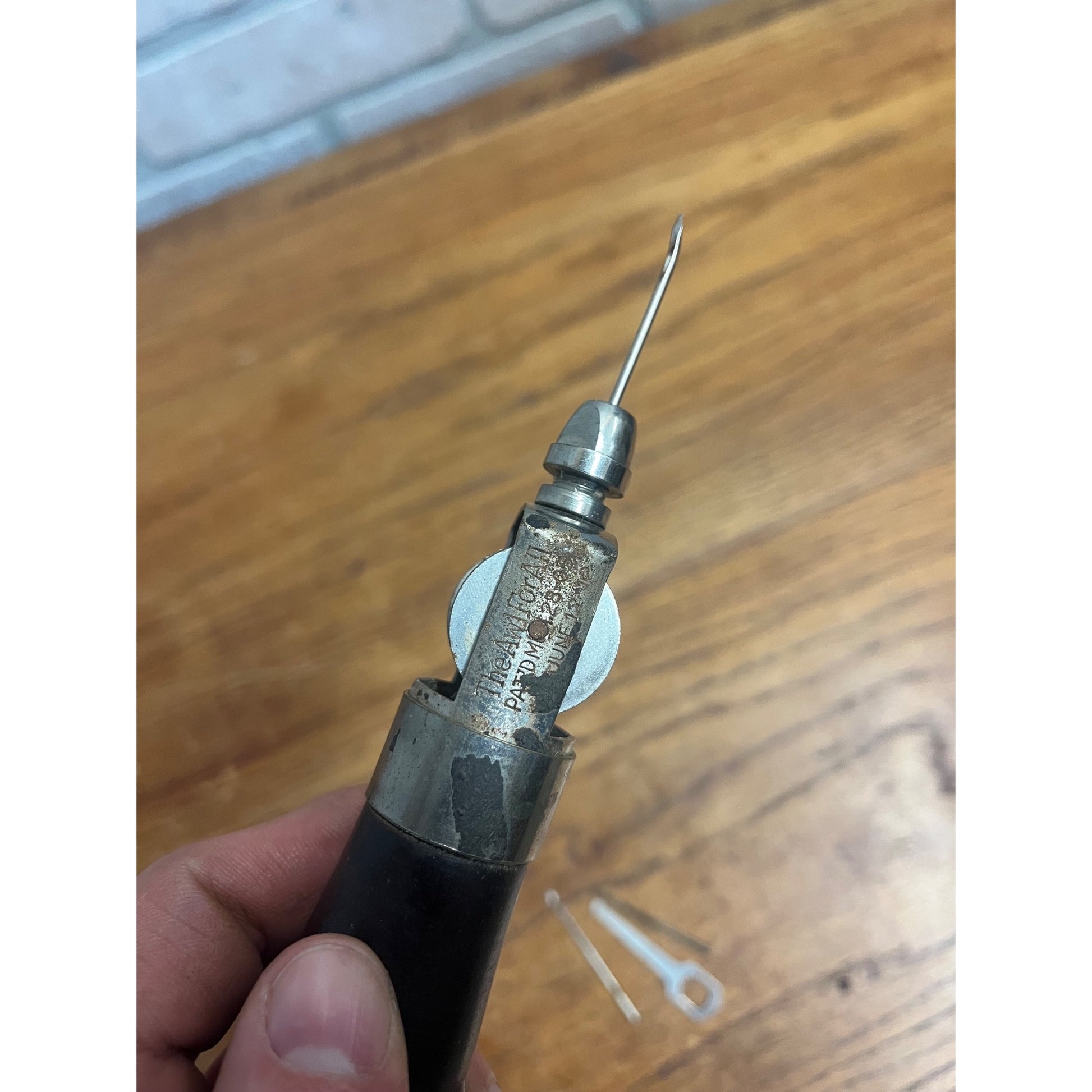 Vintage C.A. Myers Sewing Awl "The Awl for All" Wooden Handle + Metal Tool