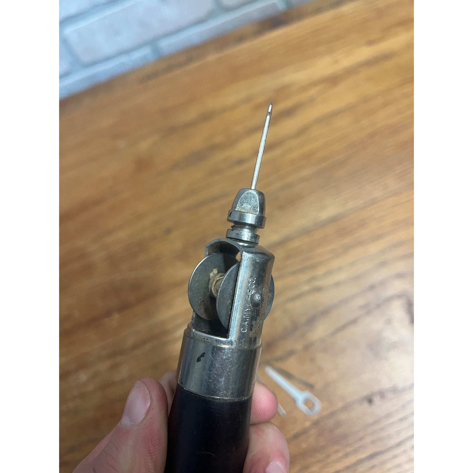 Vintage C.A. Myers Sewing Awl "The Awl for All" Wooden Handle + Metal Tool