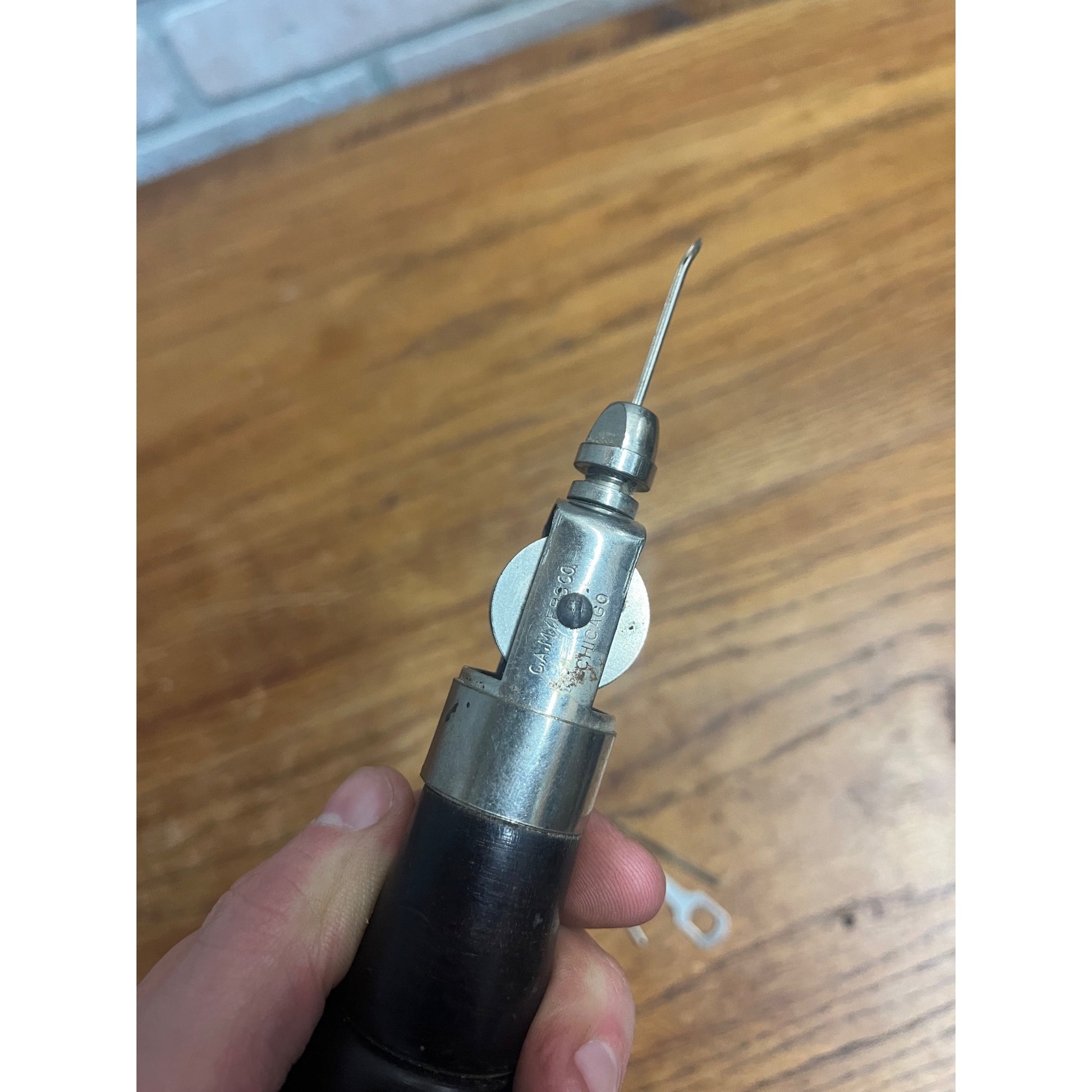 Vintage C.A. Myers Sewing Awl "The Awl for All" Wooden Handle + Metal Tool