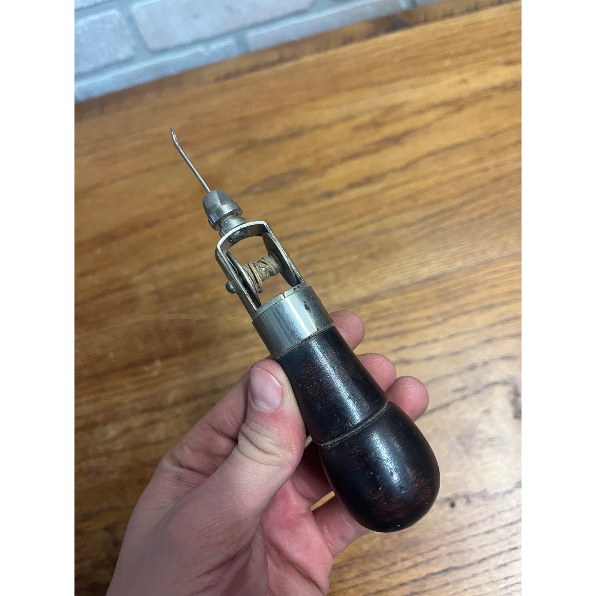 Vintage C.A. Myers Sewing Awl "The Awl for All" Wooden Handle + Metal Tool