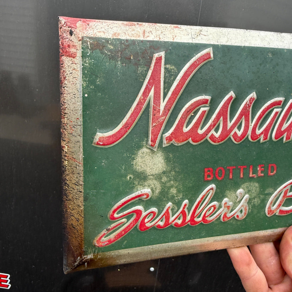 Nassau Dry Soda TOC Tin Over Cardboard Sign Sessler's Beverages