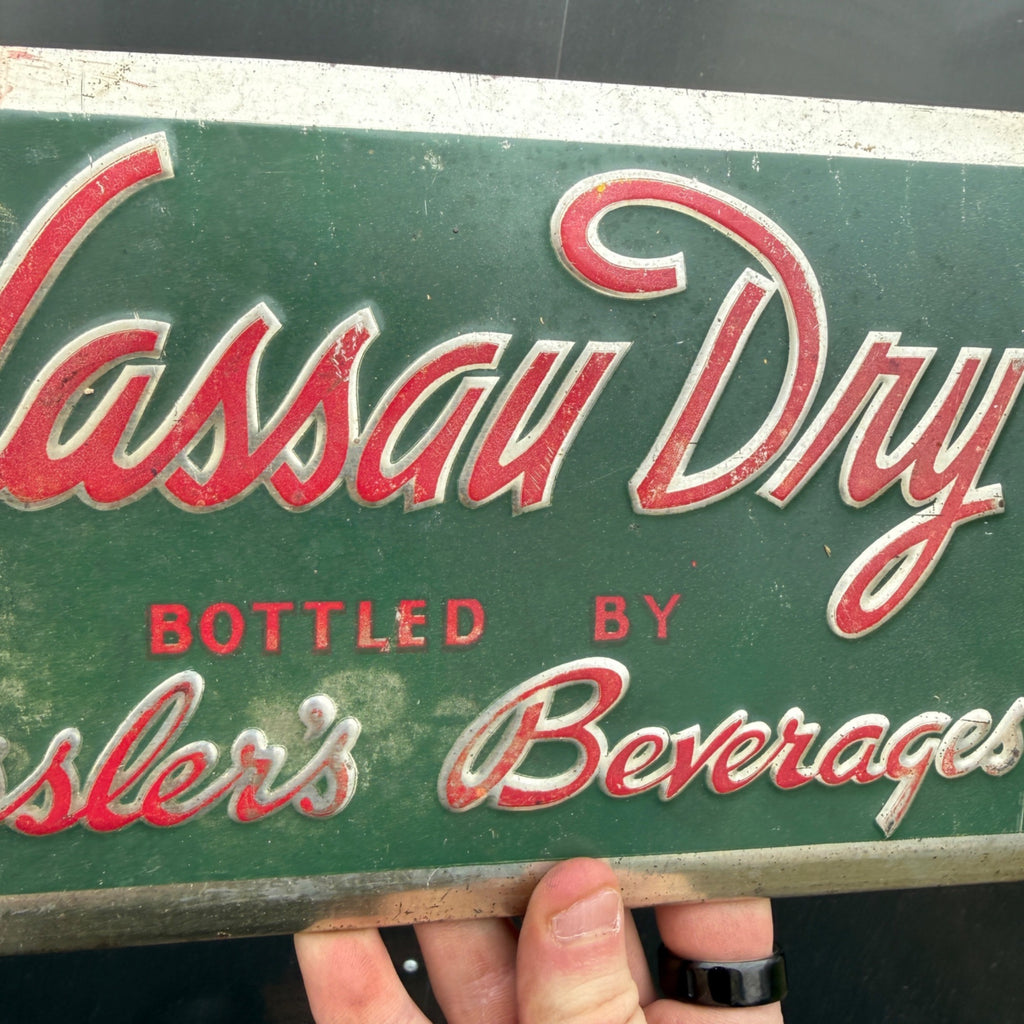 Nassau Dry Soda TOC Tin Over Cardboard Sign Sessler's Beverages