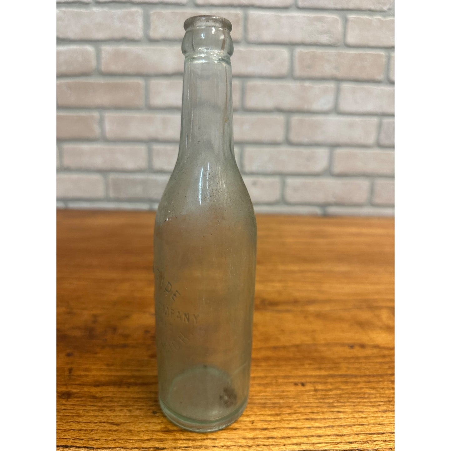 Vintage West Side Brewery Co. Beer Bottle 12oz Clear Aqua Embossed Detroit MI